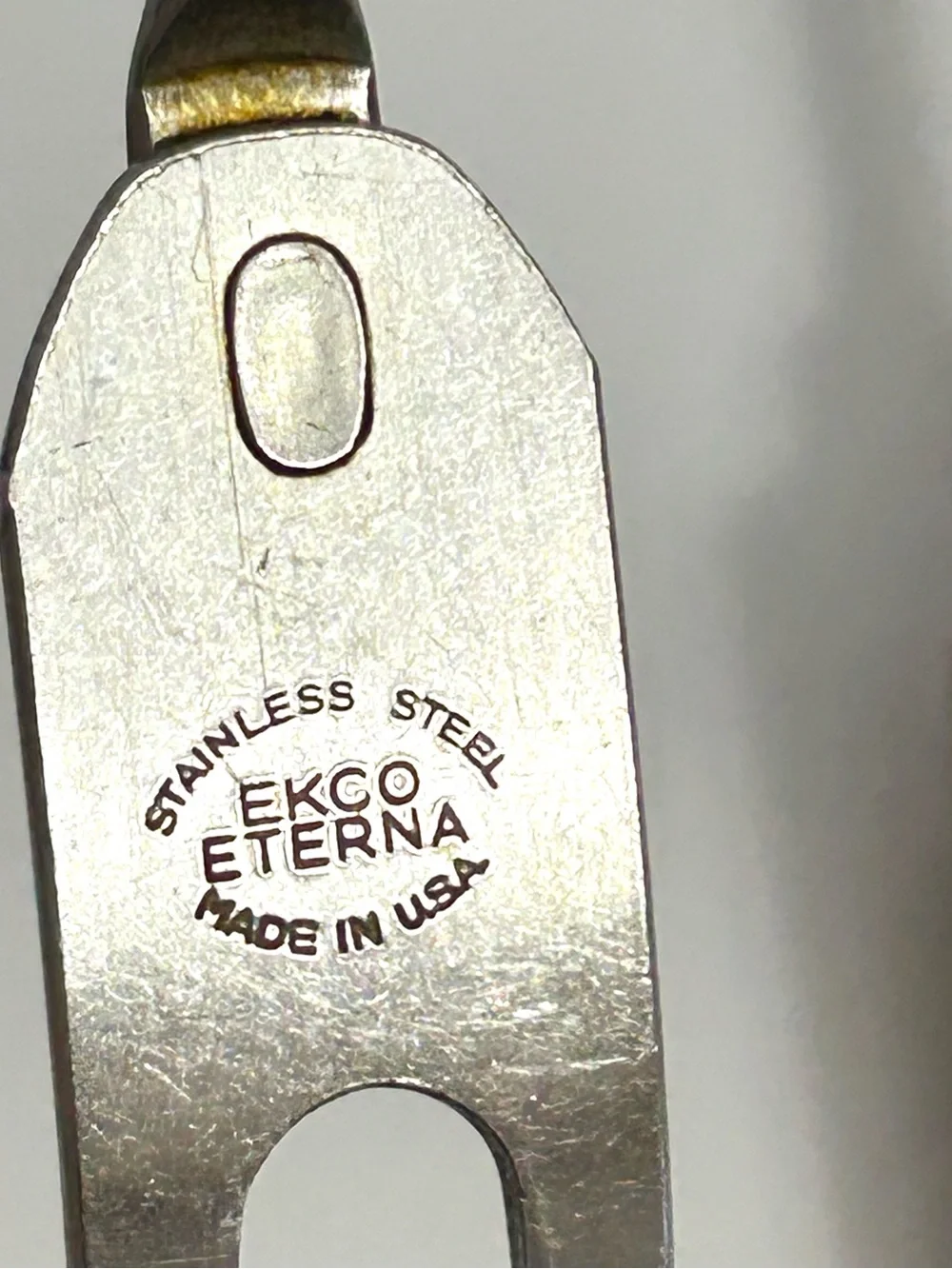 Ekco Eterna Stainless Slotted Serving Spoon & Carving Fork Brown Wood Handles